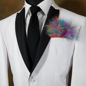 New - Genuine Marabou Feather Pocket Square Insert